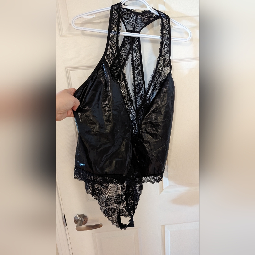 Pleather and Lace Shein Bodysuit